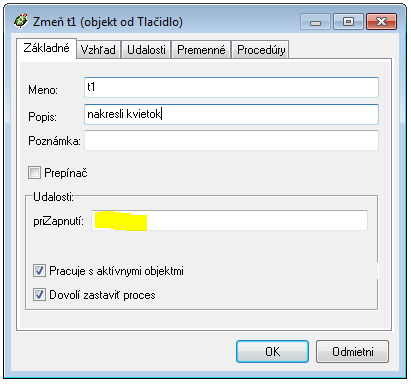 nastavujeme vlastnosti tlačidla